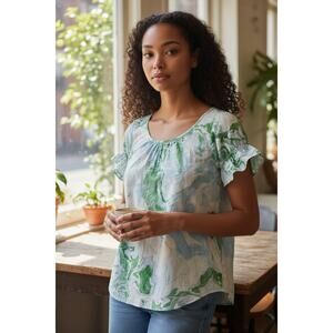 Maeve Anthropologie Women's Marble Dyed Cotton/Silk Blend Blouse in size 0